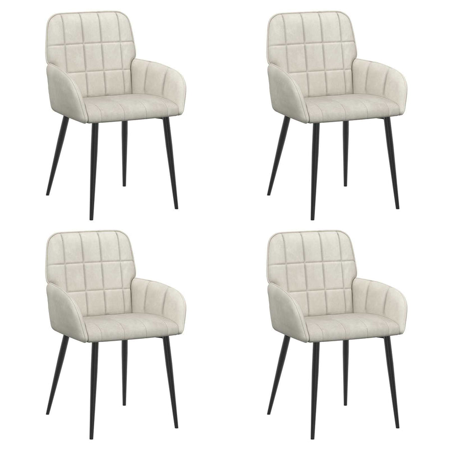 Eettafelstoelen 4 pcs fluweel Crèmekleurig 57 x 50 x 85 cm