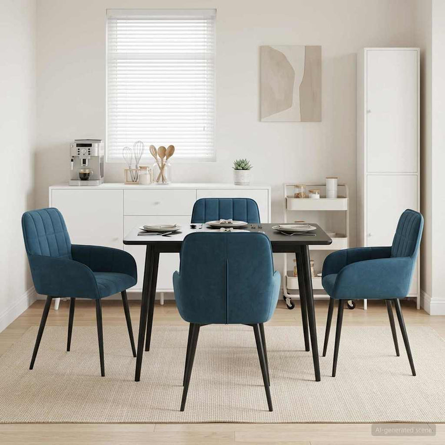 Eettafelstoelen 4 pcs fluweel Blauw 57 x 50 x 85 cm