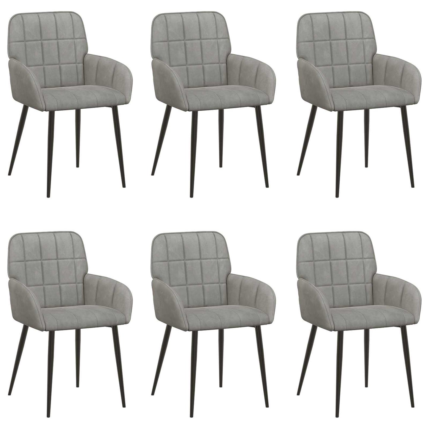 Eettafelstoelen 6 pcs fluweel Lichtgrijs 57 x 50 x 85 cm