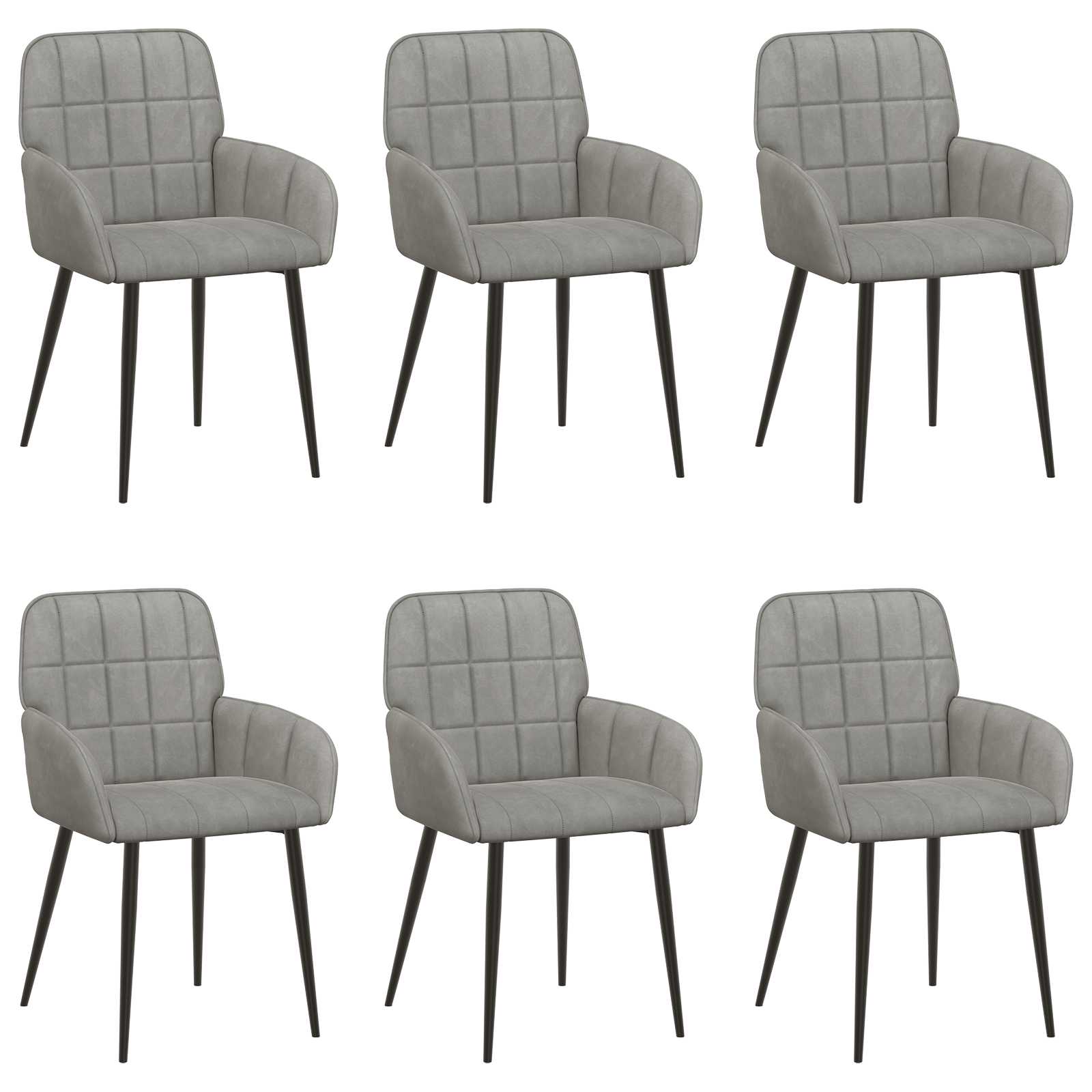 Eettafelstoelen 6 pcs fluweel Lichtgrijs 57 x 50 x 85 cm