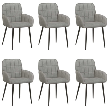 Eettafelstoelen 6 pcs fluweel Lichtgrijs 57 x 50 x 85 cm