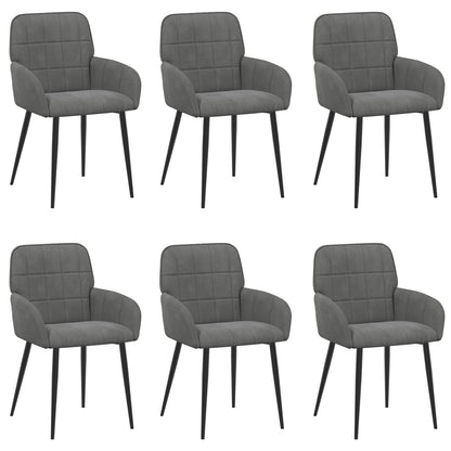 Eettafelstoelen 6 pcs fluweel Donkergrijs 57 x 50 x 85 cm