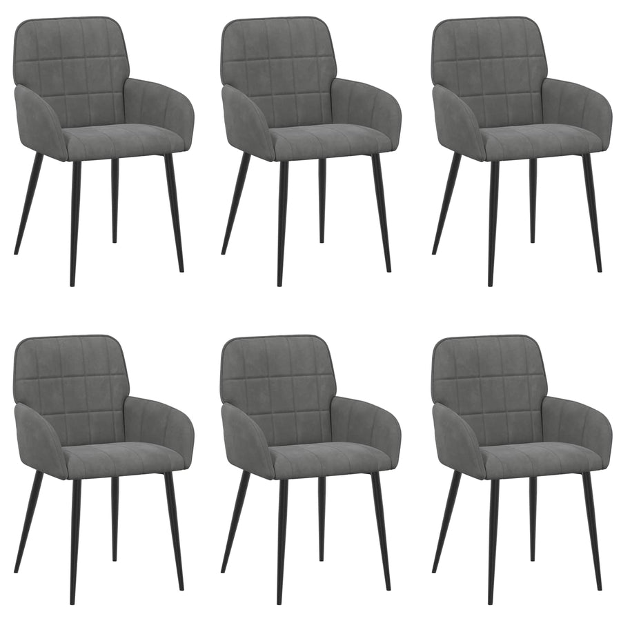 Eettafelstoelen 6 pcs fluweel Donkergrijs 57 x 50 x 85 cm