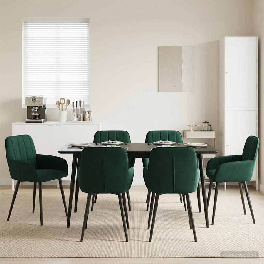 Eettafelstoelen 6 pcs fluweel Donkergroen 57 x 50 x 85 cm