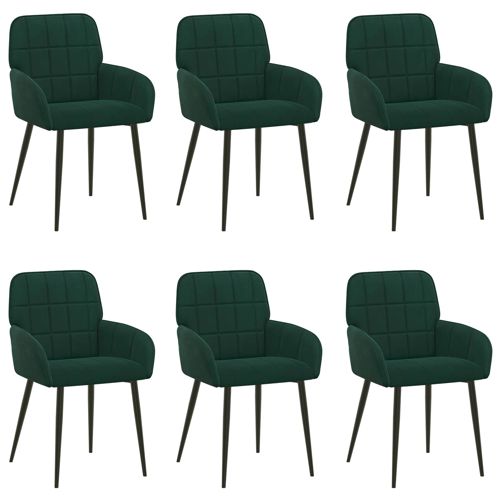 Eettafelstoelen 6 pcs fluweel Donkergroen 57 x 50 x 85 cm