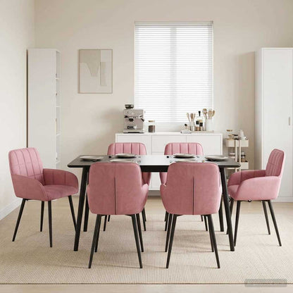 Eettafelstoelen 6 pcs fluweel Roze 57 x 50 x 85 cm