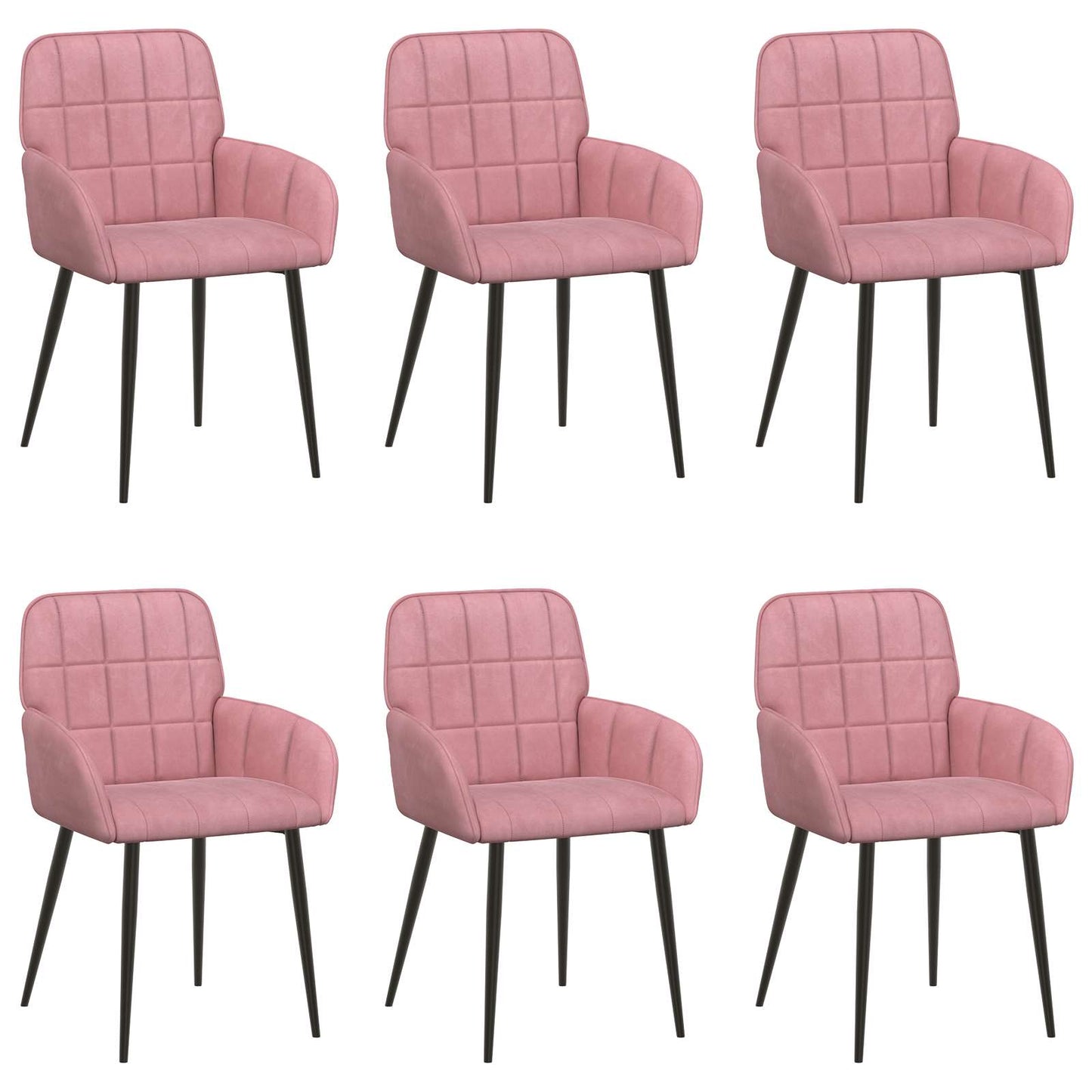 Eettafelstoelen 6 pcs fluweel Roze 57 x 50 x 85 cm