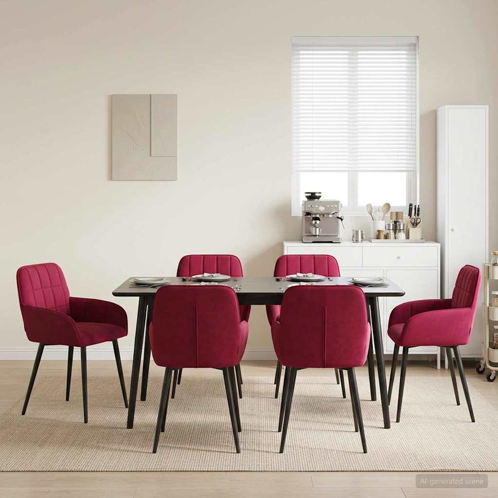 Eettafelstoelen 6 pcs fluweel Wijnrood 57 x 50 x 85 cm
