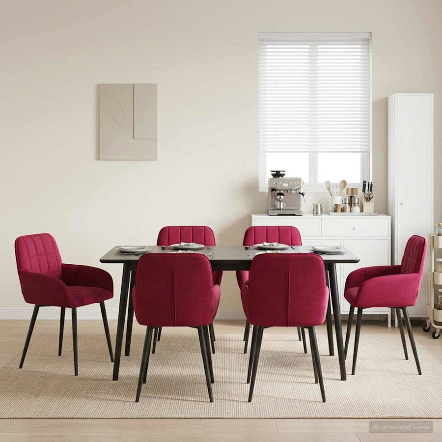 Eettafelstoelen 6 pcs fluweel Wijnrood 57 x 50 x 85 cm