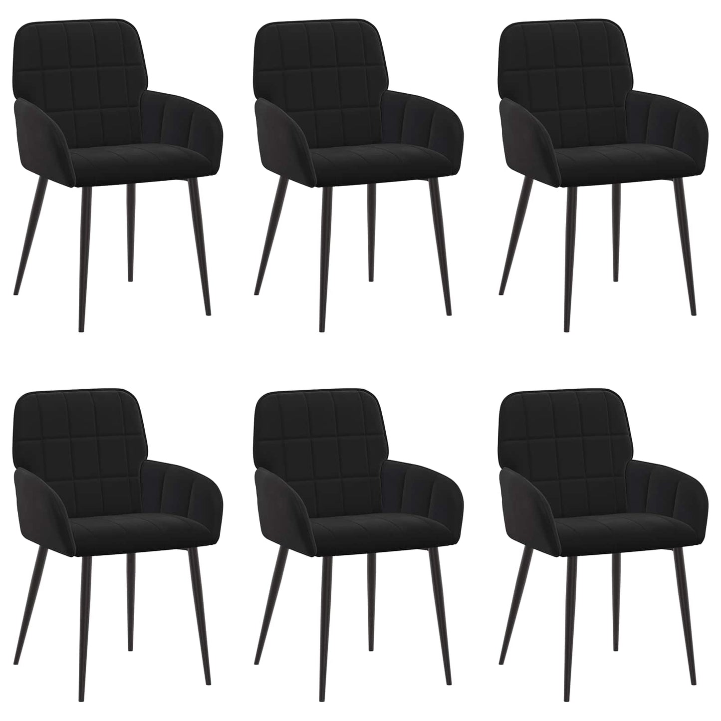Eettafelstoelen 6 pcs fluweel Zwart 57 x 50 x 85 cm