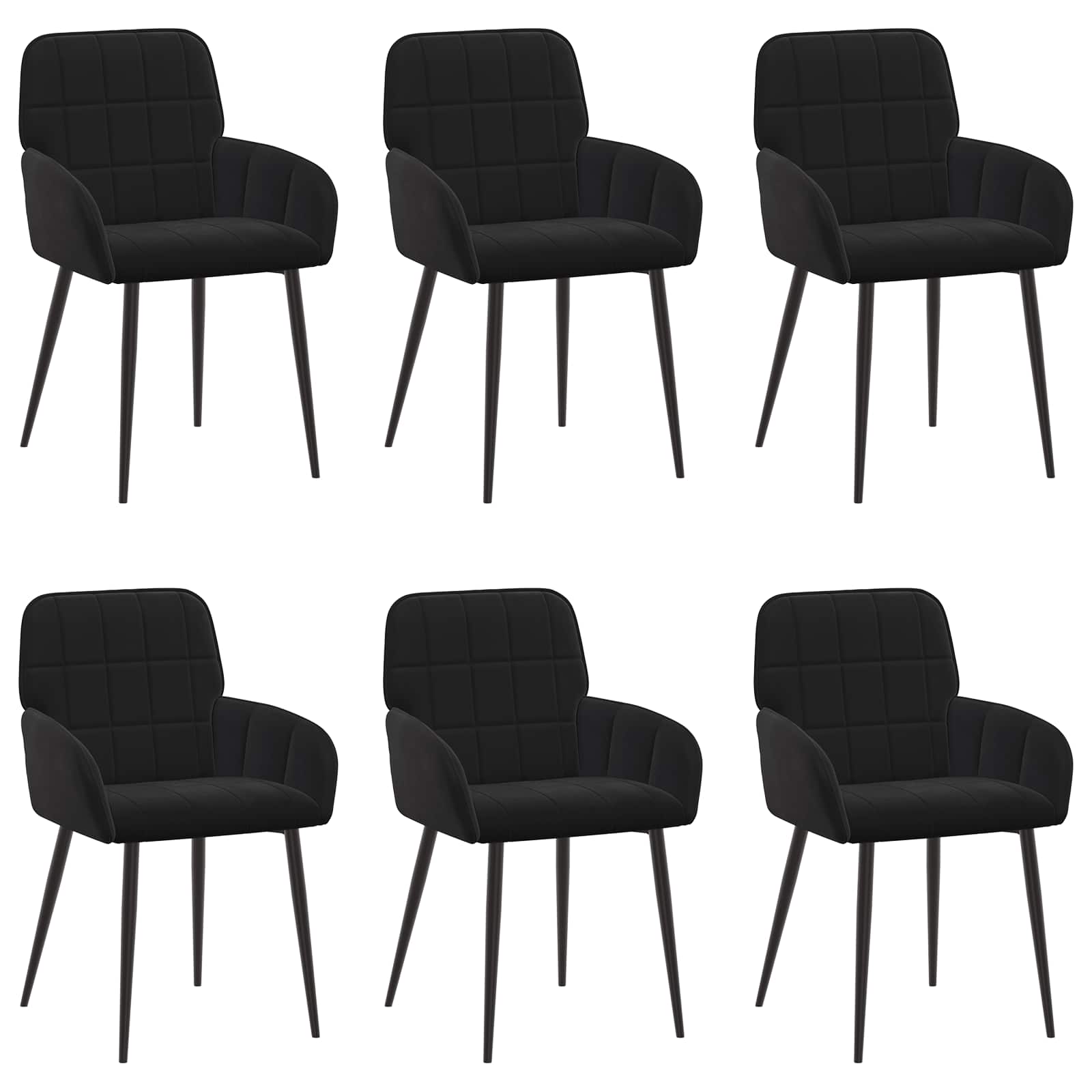 Eettafelstoelen 6 pcs fluweel Zwart 57 x 50 x 85 cm