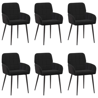 Eettafelstoelen 6 pcs fluweel Zwart 57 x 50 x 85 cm