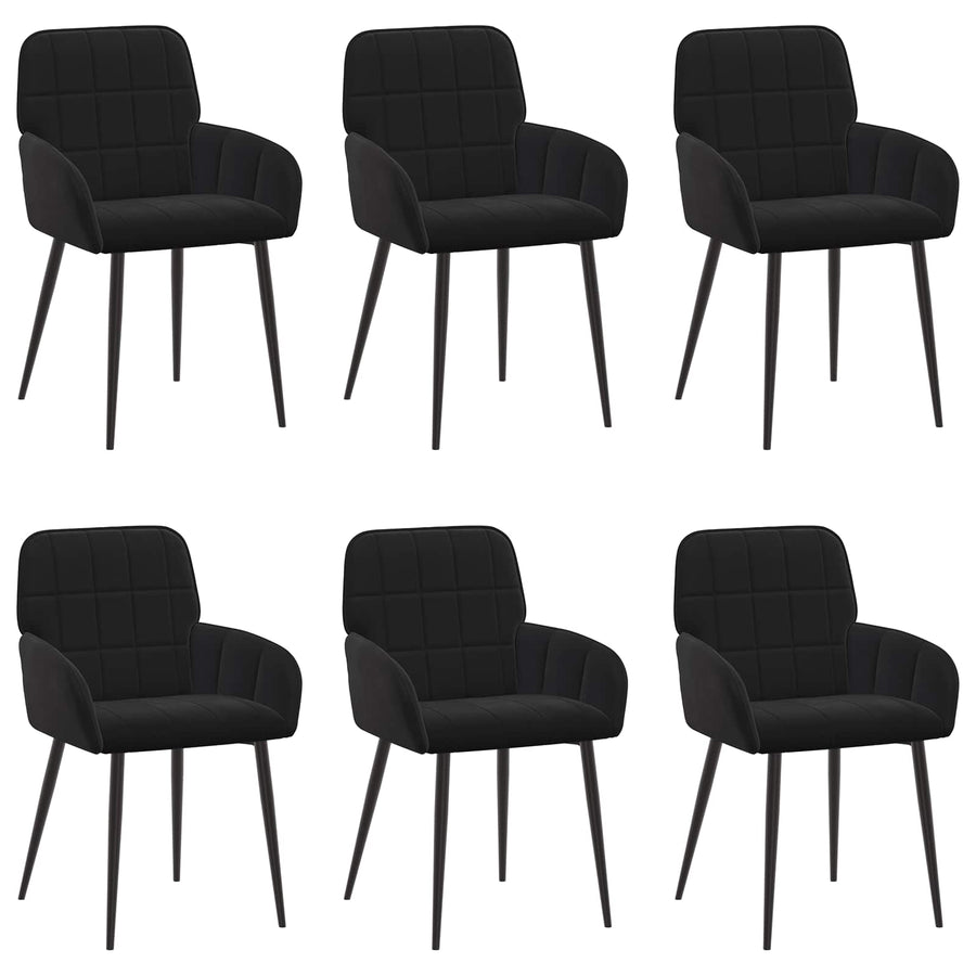 Eettafelstoelen 6 pcs fluweel Zwart 57 x 50 x 85 cm