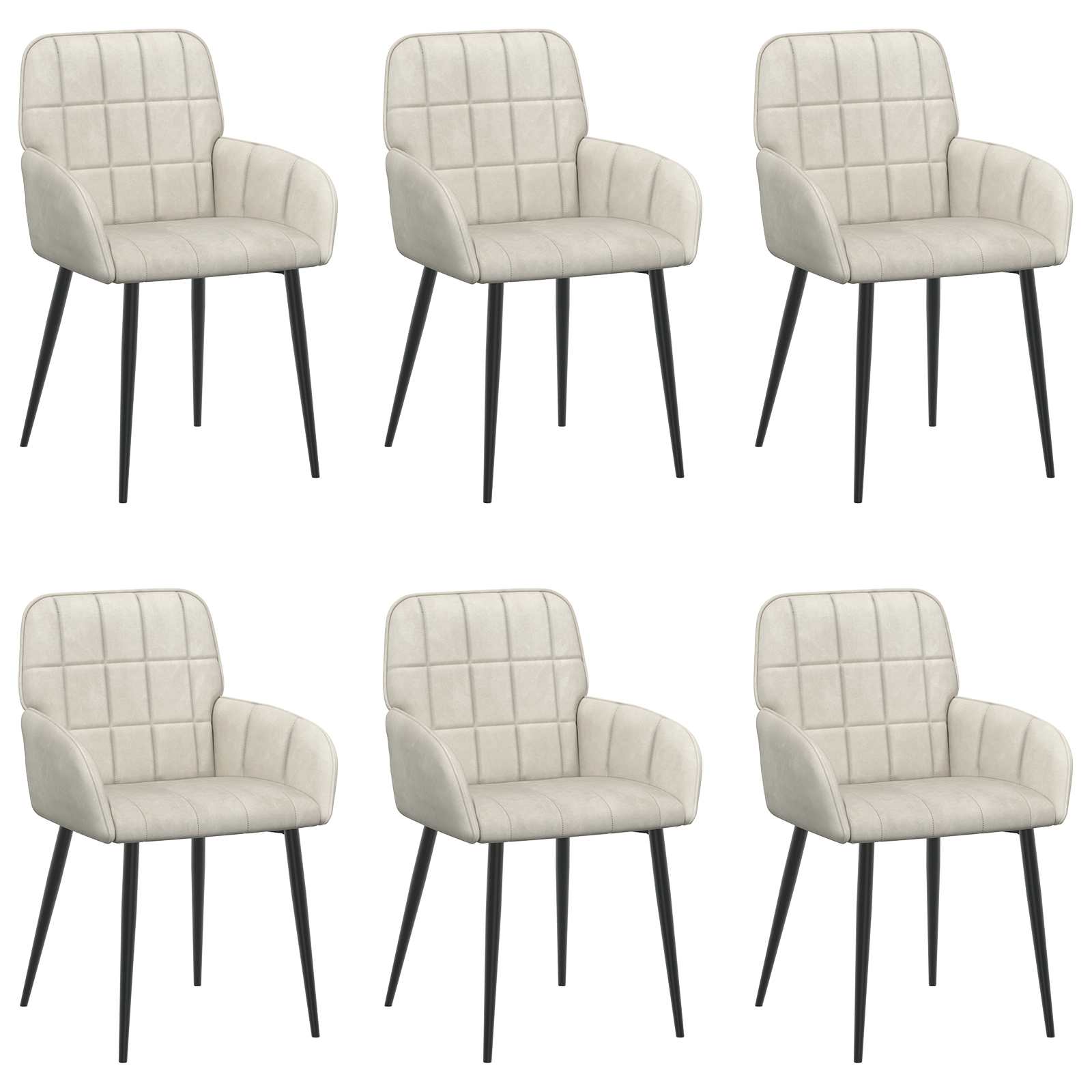 Eettafelstoelen 6 pcs fluweel Crèmekleurig 57 x 50 x 85 cm