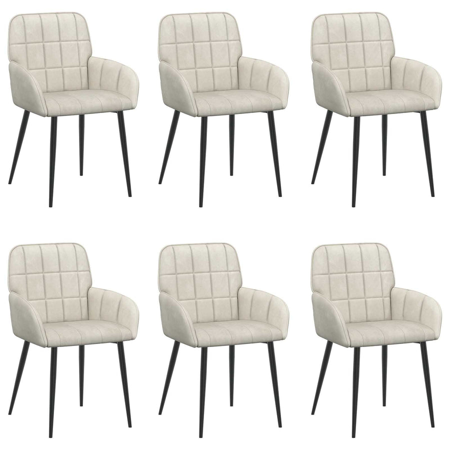 Eettafelstoelen 6 pcs fluweel Crèmekleurig 57 x 50 x 85 cm