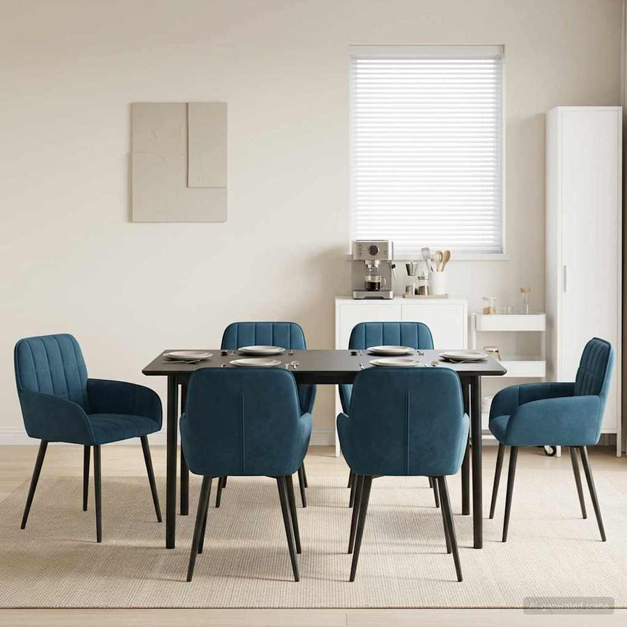 Eettafelstoelen 6 pcs fluweel Blauw 57 x 50 x 85 cm