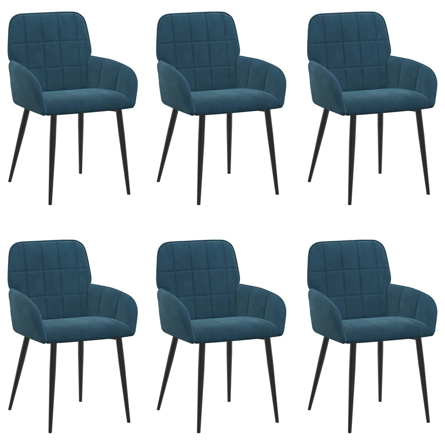 Eettafelstoelen 6 pcs fluweel Blauw 57 x 50 x 85 cm