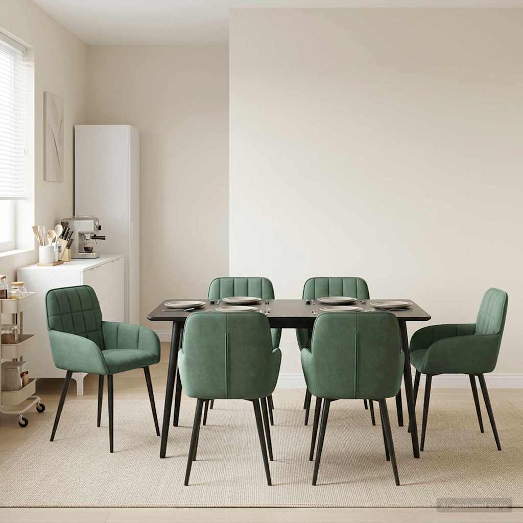 Eettafelstoelen 6 pcs fluweel Zeegroen 57 x 50 x 85 cm