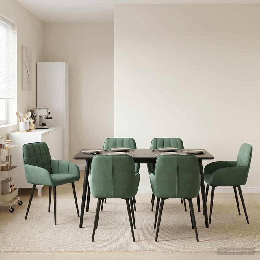 Eettafelstoelen 6 pcs fluweel Zeegroen 57 x 50 x 85 cm
