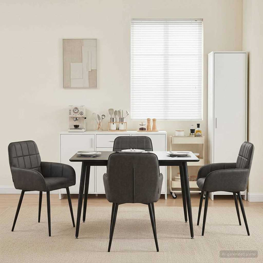 Eettafelstoelen 4 pcs Kunstleer Zwart 57 x 50 x 85 cm
