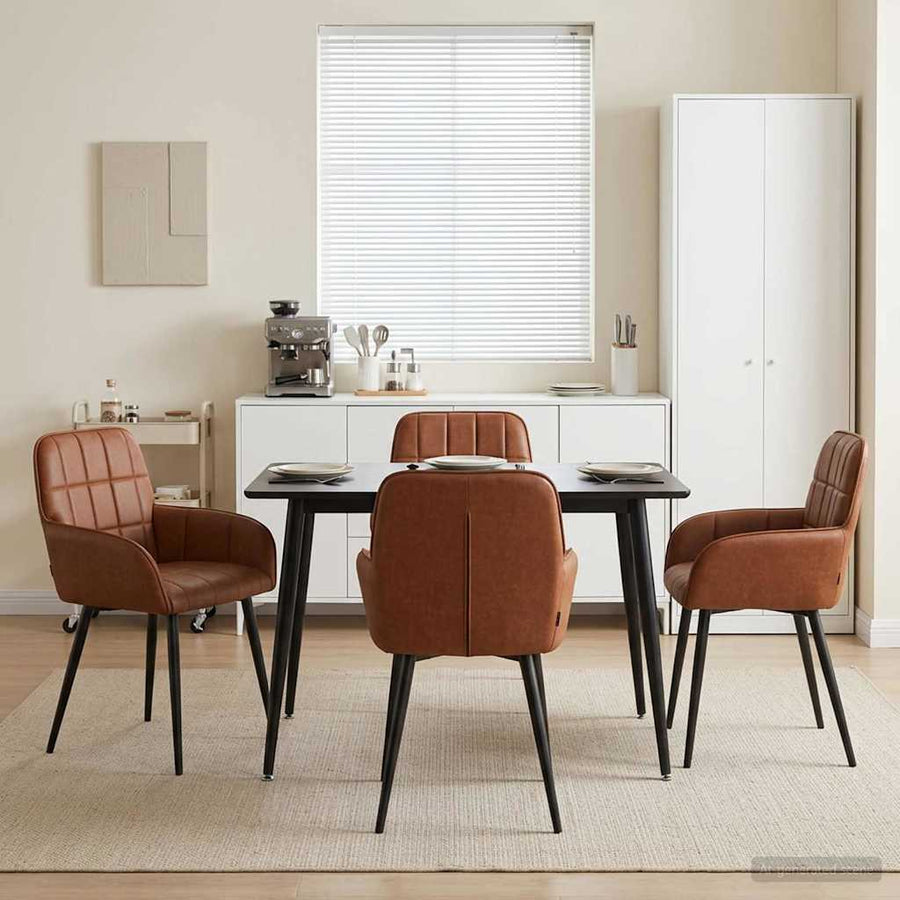 Eettafelstoelen 4 pcs Kunstleer Bruin 57 x 50 x 85 cm