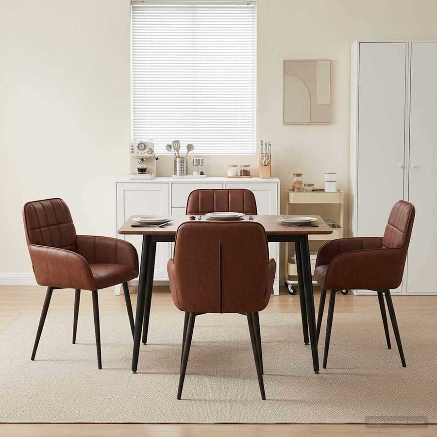 Eettafelstoelen 4 pcs Kunstleer Glanzend Bruin 57 x 50 x 85 cm