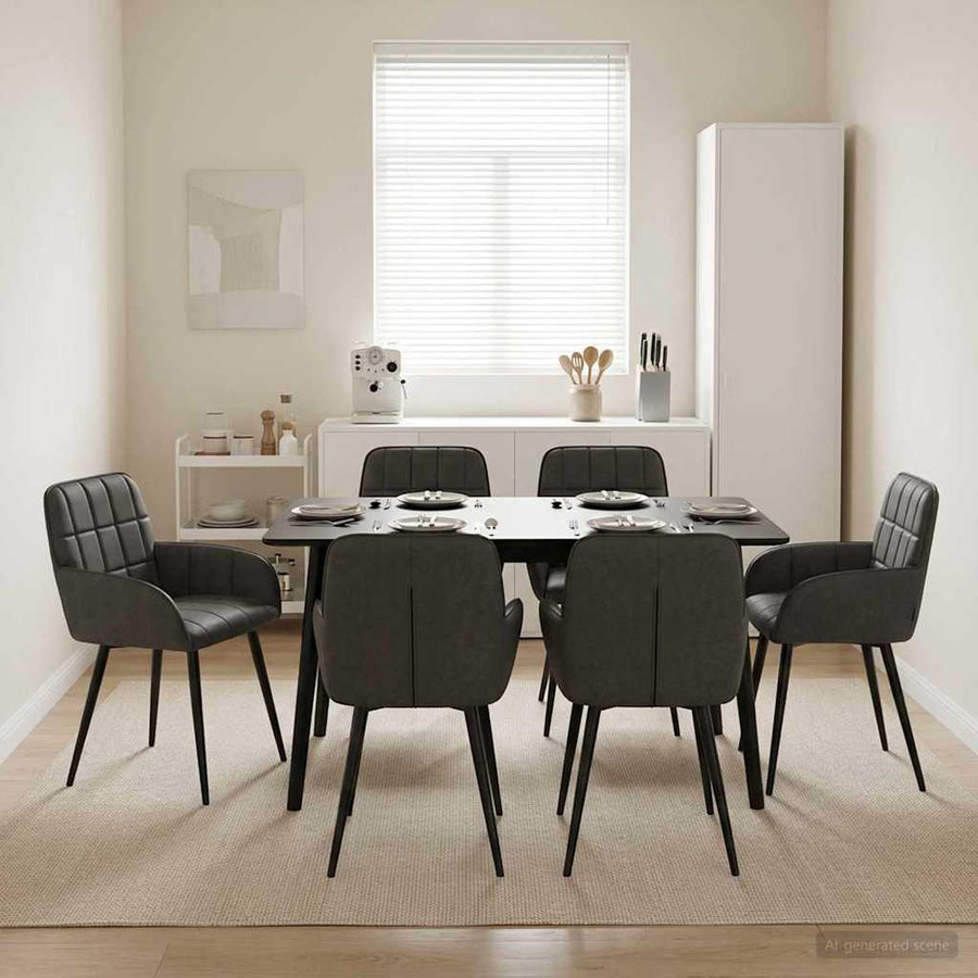 Eettafelstoelen 6 pcs Kunstleer Zwart 57 x 50 x 85 cm