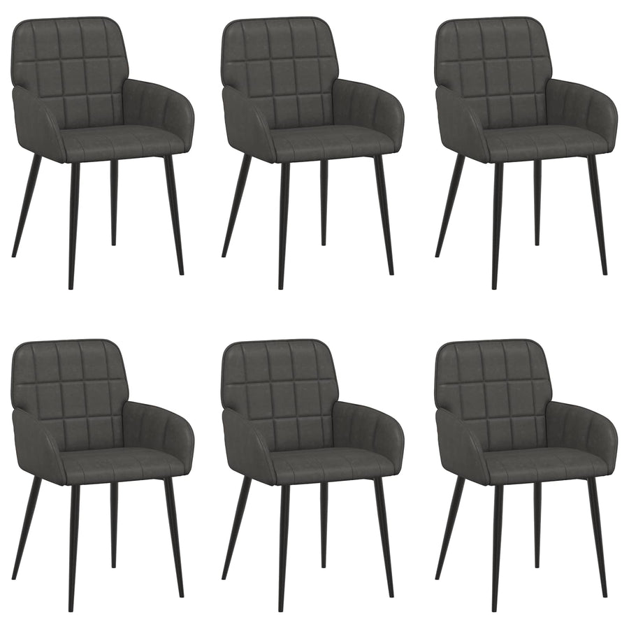 Eettafelstoelen 6 pcs Kunstleer Zwart 57 x 50 x 85 cm