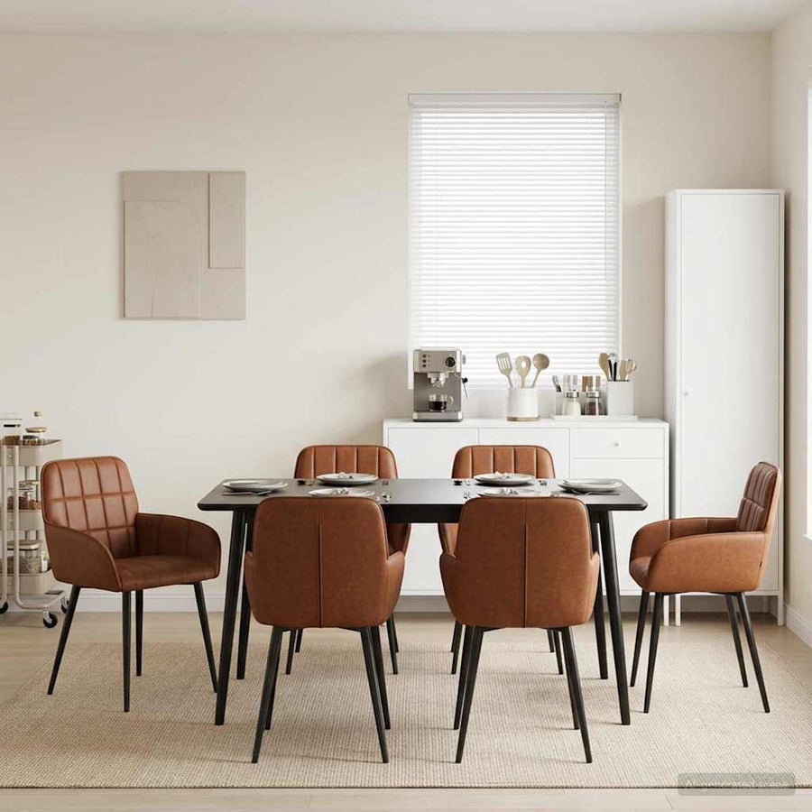Eettafelstoelen 6 pcs Kunstleer Bruin 57 x 50 x 85 cm