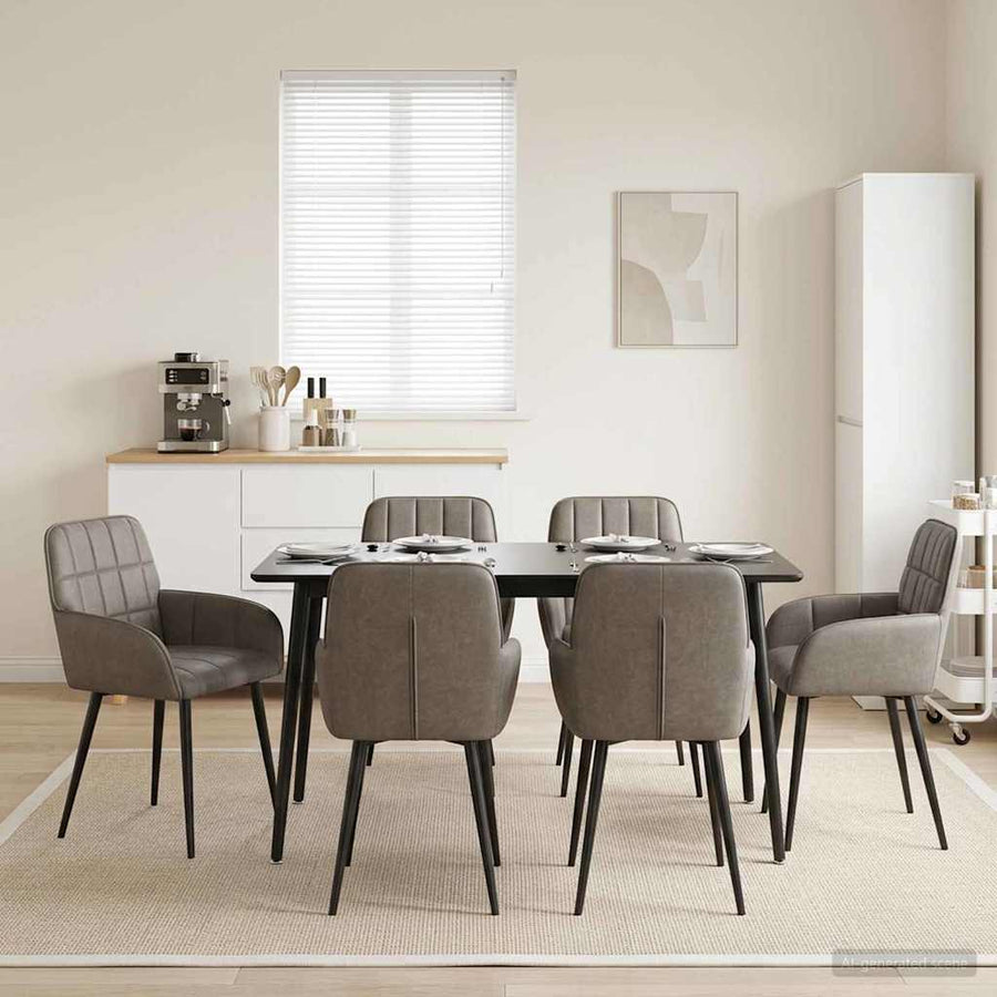 Eettafelstoelen 6 pcs Kunstleer Grijs 57 x 50 x 85 cm