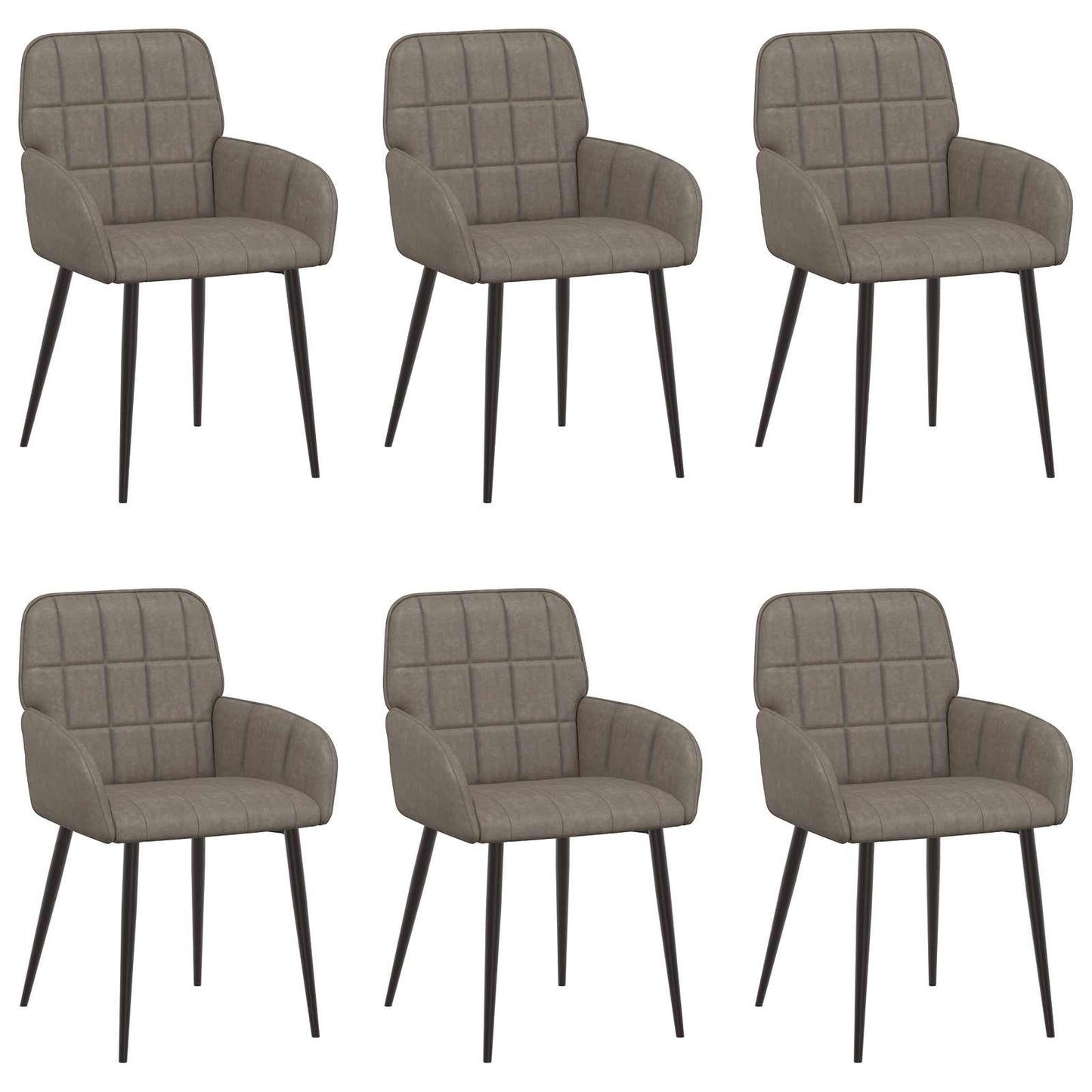 Eettafelstoelen 6 pcs Kunstleer Grijs 57 x 50 x 85 cm