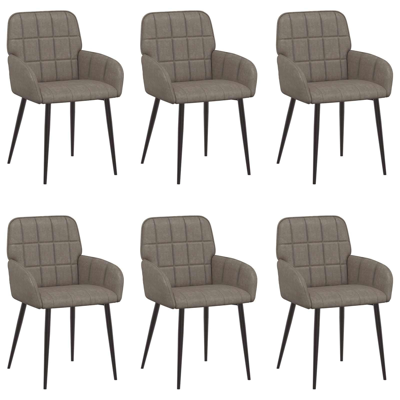 Eettafelstoelen 6 pcs Kunstleer Grijs 57 x 50 x 85 cm