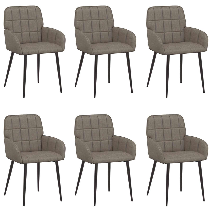 Eettafelstoelen 6 pcs Kunstleer Grijs 57 x 50 x 85 cm