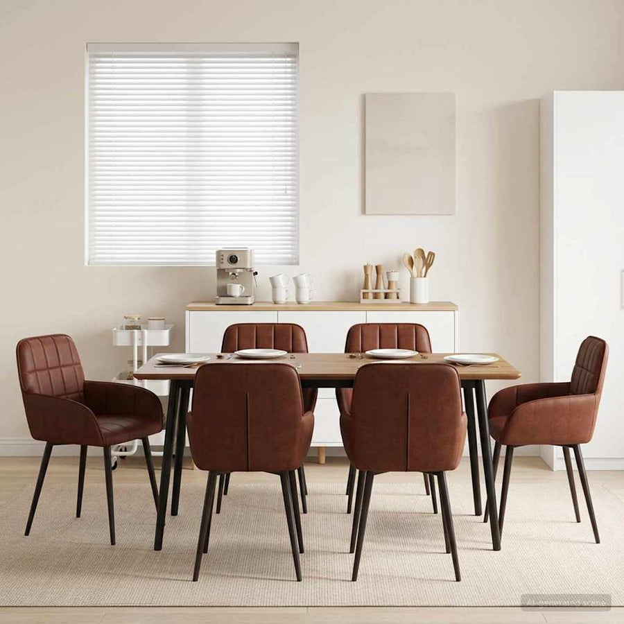 Eettafelstoelen 6 pcs Kunstleer Glanzend Bruin 57 x 50 x 85 cm