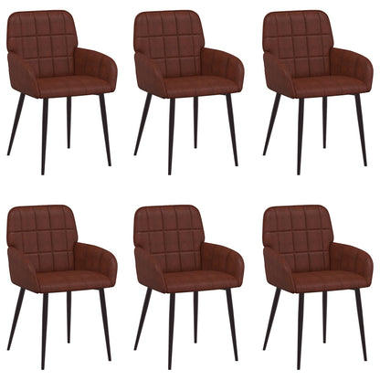 Eettafelstoelen 6 pcs Kunstleer Glanzend Bruin 57 x 50 x 85 cm