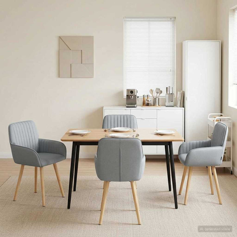Eettafelstoelen 4 pcs Stof Lichtgrijs 56,5 x 50 x 87,5 cm