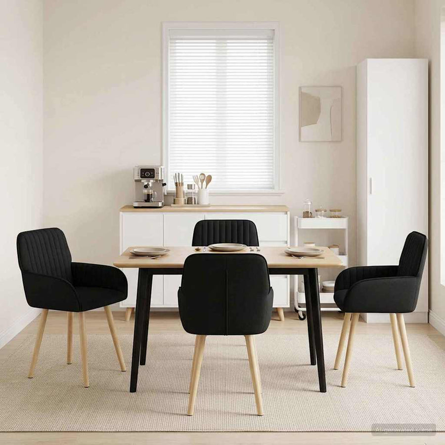Eettafelstoelen 4 pcs Stof Zwart 56,5 x 50 x 87,5 cm