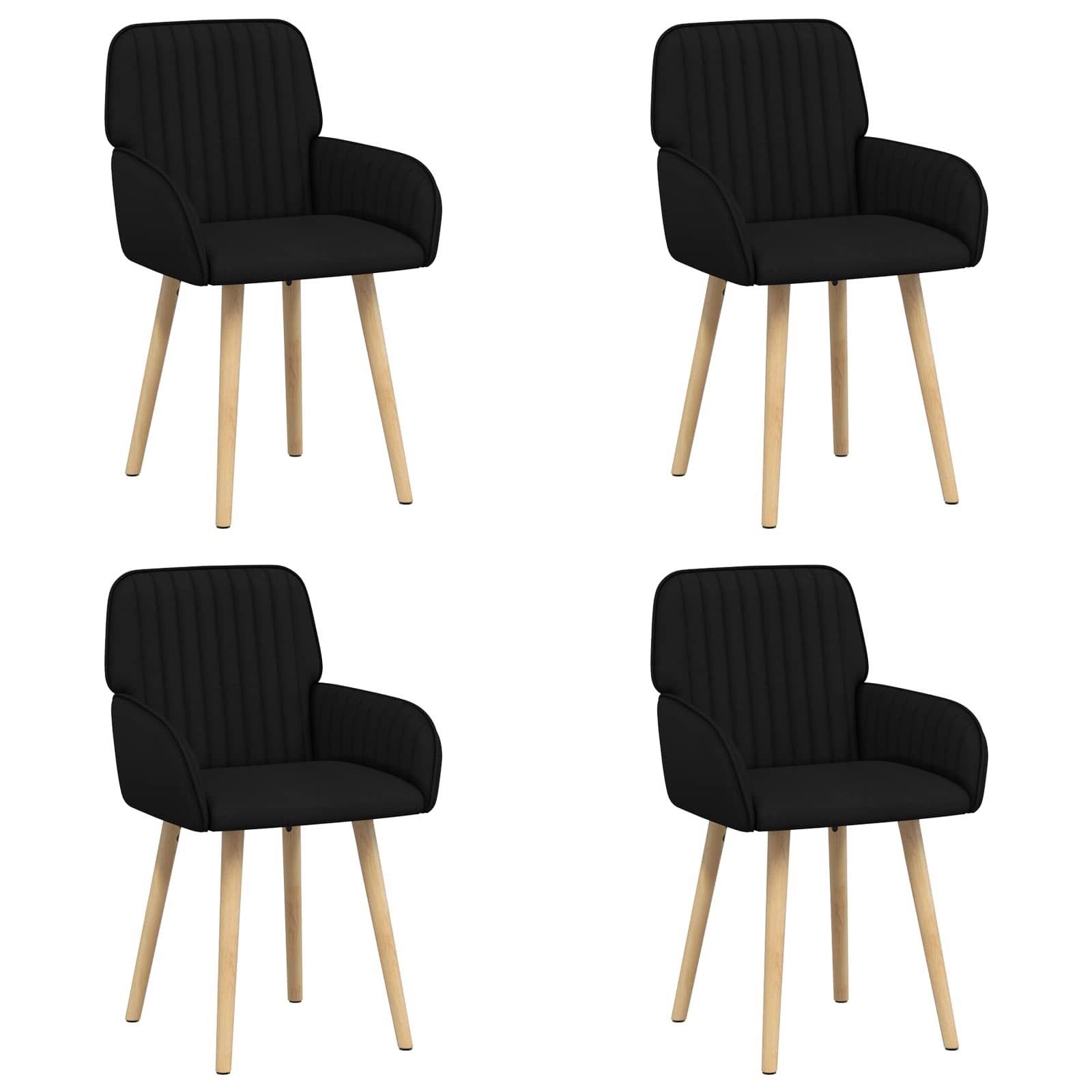 Eettafelstoelen 4 pcs Stof Zwart 56,5 x 50 x 87,5 cm