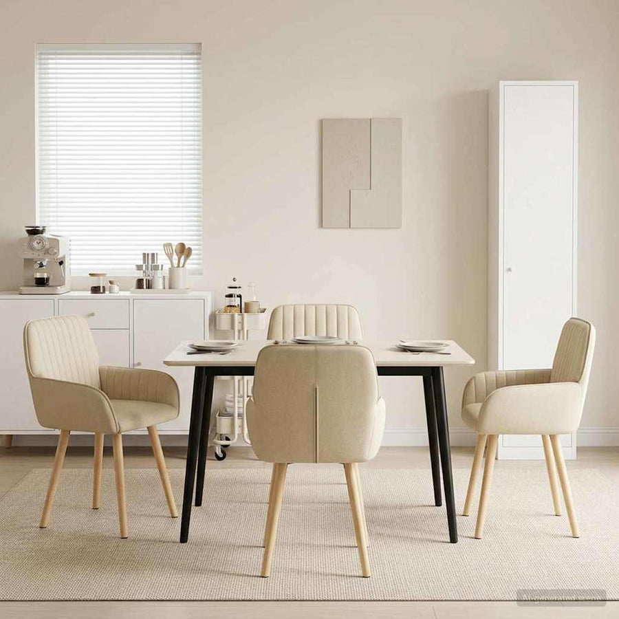 Eettafelstoelen 4 pcs Stof Crèmekleurig 56,5 x 50 x 87,5 cm