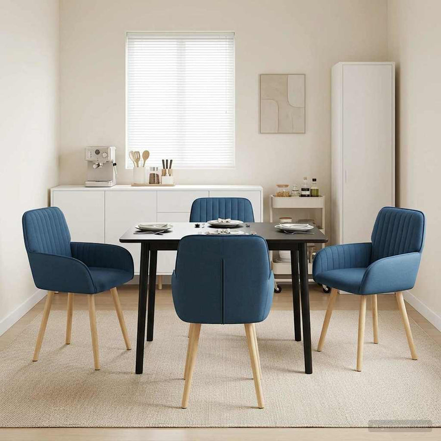 Eettafelstoelen 4 pcs Stof Blauw 56,5 x 50 x 87,5 cm