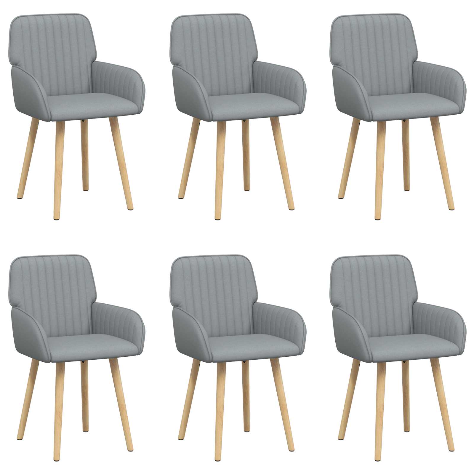 Eettafelstoelen 6 pcs Stof Lichtgrijs 56,5 x 50 x 87,5 cm