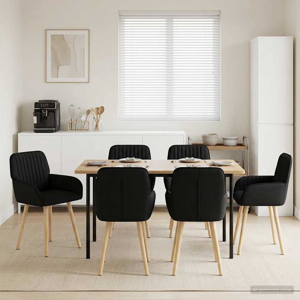 Eettafelstoelen 6 pcs Stof Zwart 56,5 x 50 x 87,5 cm
