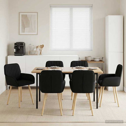 Eettafelstoelen 6 pcs Stof Zwart 56,5 x 50 x 87,5 cm