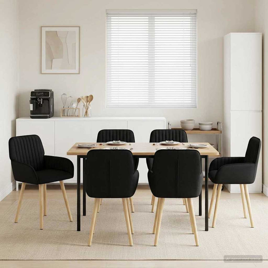 Eettafelstoelen 6 pcs Stof Zwart 56,5 x 50 x 87,5 cm