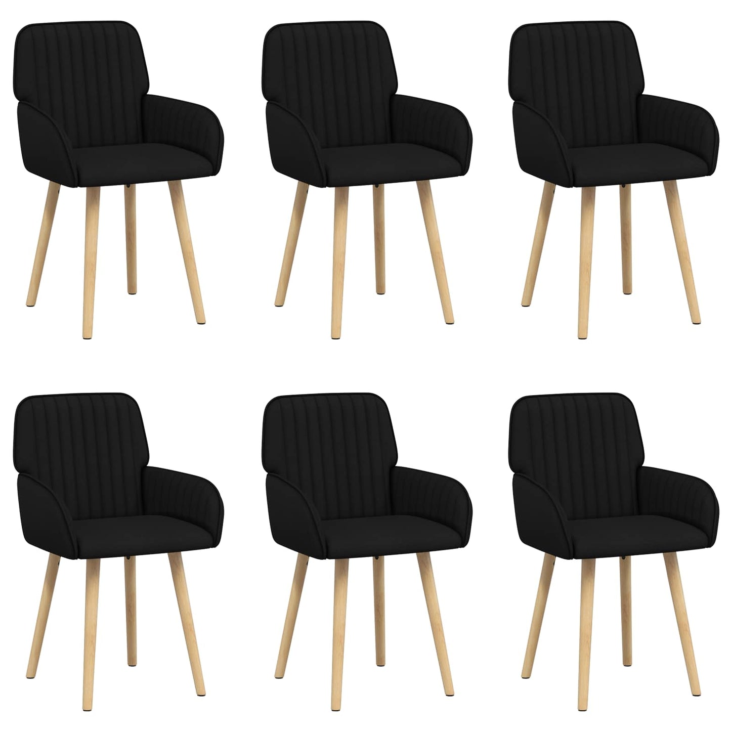 Eettafelstoelen 6 pcs Stof Zwart 56,5 x 50 x 87,5 cm