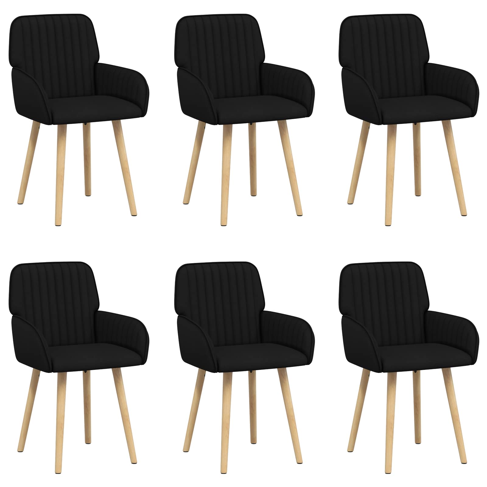 Eettafelstoelen 6 pcs Stof Zwart 56,5 x 50 x 87,5 cm