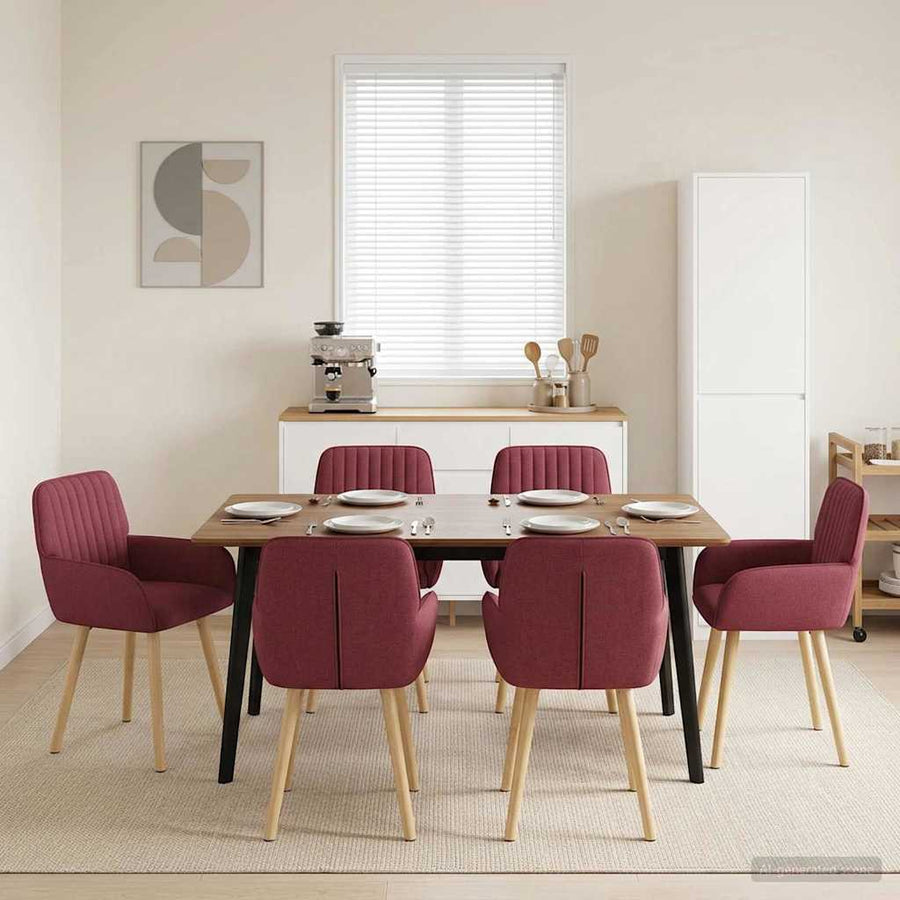 Eettafelstoelen 6 pcs Stof Wijnrood 56,5 x 50 x 87,5 cm