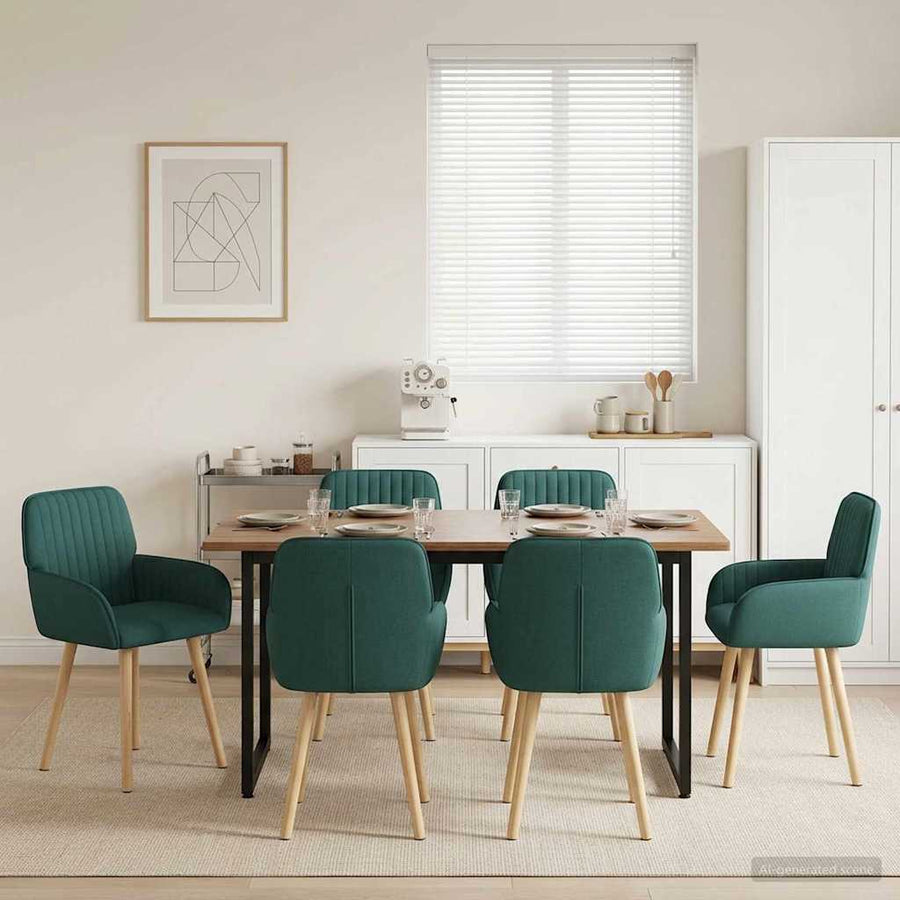 Eettafelstoelen 6 pcs Stof Donkergroen 56,5 x 50 x 87,5 cm