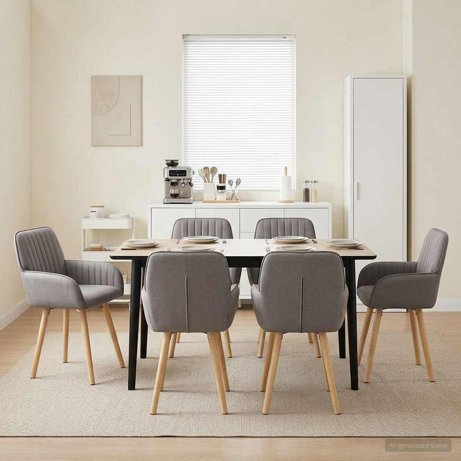 Eettafelstoelen 6 pcs Stof Taupe 56,5 x 50 x 87,5 cm