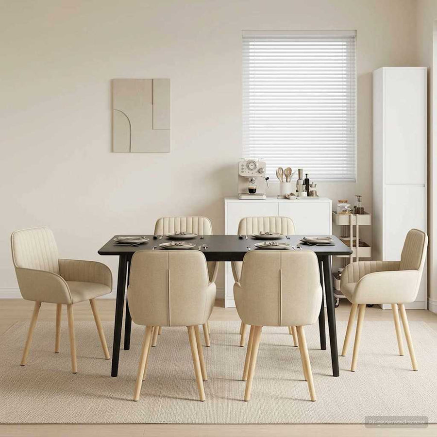 Eettafelstoelen 6 pcs Stof Crèmekleurig 56,5 x 50 x 87,5 cm